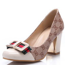 New Leisure Concise Women Shoes Thick High Heel Pumps Fashion Square Toe canvas shoes female comfortable summer spring shoes