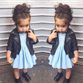 New Toddler Leather Jacket Blazer Girls Cardigan kinderkleding Long Sleeves Outerwear Zipper Baby Girl Coats And