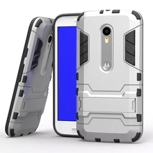 High Quality For Motorola Moto G3 Gen 2015 XT1552 PC+TPU 2 in 1 Cool Armor Iron Man Back Covers With Stand Holder