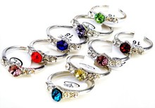 Wholesale 20Pcs lot Mixed CZ Crystal women Rings Elegant Party Jewellery Bulks 