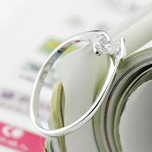 925 Sterling Silver twinkling Double Zircon Rhinestone inlay Opening Adjustable Silver Plated Ring for ladies RING