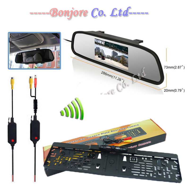 Parking Assistance System 4.3 Digital LCD Mirror Car Monitor 2.4G Wireless Infrared Europe License Plate Frame Rear view Camera Parking Assistance System 4.3 Digital LCD Mirror Car Monitor 2.4G Wireless Infrared Europe License Plate Frame Rear view Camera