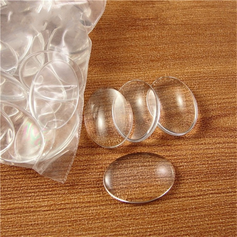 10pcs 18*25mm Domed Clear Magnifying Glass Cabochon Cameo Transparent Cabochons Scrapbooking Fit Pendant Blank Base DIY