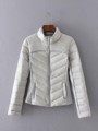 2016 New Fashion Women Warm Thick Sliver Short Down Parkas Long Sleeve Appliques Embroidery Stand Collar