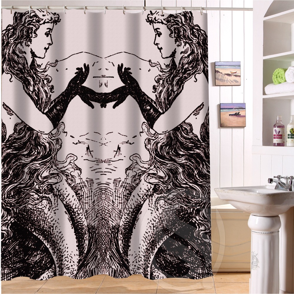 Free Shipping Double Mermaid Shower Curtain Bath Curtain High Quality Of Shower Curtain 60