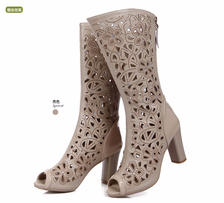 2015 Women Sandals Knee High Women Summer Boots Sexy Peep Toe Sandal