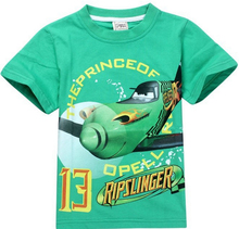 Retail 2014 boys and girls at the top of the 100% cotton shirt dusty plane t-shirts, children’s clothes children free shipping