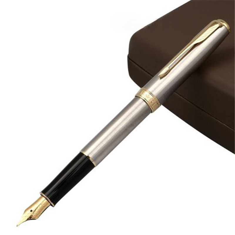 1pcs/lot Parker Sonnet Fountain Pen Silver Color Pens Gold Clip Parker Ink Pen Caneta Tinteiro School Supplies 13.3*1.3cm