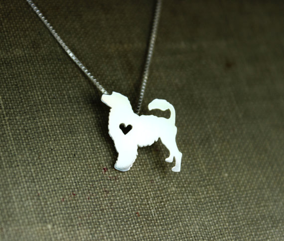 Portuguese water dog necklace, sterling silver necklace, hand cut pendant