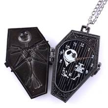 2016 New Silver Nightmare Before Christmas Pocket Watch Necklace Men Women Steampunk Pendant Gift