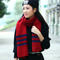 Autumn Winter Striped Stripes Brief Fashion Patchwork Woolen Scarf Warm Thick Ladies Muffler Female Shawl Wraps