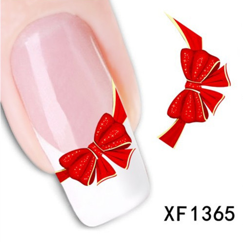  NR XF1365 Fancy Red Butterfly Tie Sweets Casual Nail Decals Stickers Water Mark Beauty Decorations
