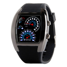 Essential Fashion Aviation Turbo Dial Flash LED Watch Gift Mens Lady Sports Car Meter Stainless steel Dress Wristwatches
