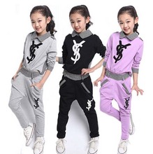 Girls children clothing set spring autumn sport plaid hoodie+pants two piece kids clothes tracksuit 5~11 years old girls clothes
