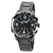 Weide WH-1009-BW doble pantalla LED Digital + Analog aguar resistente reloj de pulsera – negro ( 2 x SR626 )