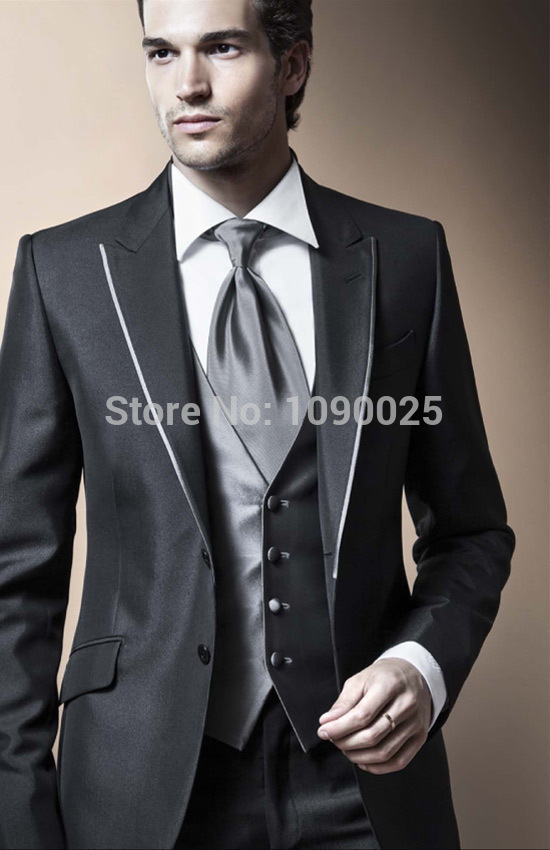 Черный тонкий тело мужчины в свадьба костюмы мужчины жениха и его стюардессы преступности свадьба костюм ( куртка + брюки + жилет + перевязка )
