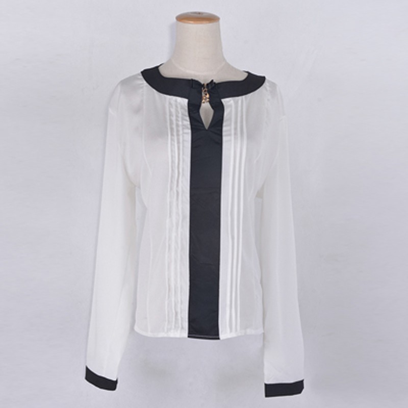 Blouse-2015-Summer-Style-Casual-4-Colors-Chiffon-Long-sleeve-Contrast-Color-Patchwork-Bow-Hollow-out (3)