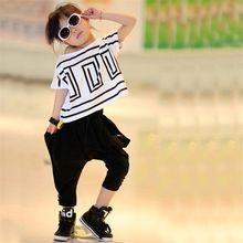 Trendy Hot Children Hip Hop Clothing 2016 Girl Boy Summer Short Sets Suit Sports Short Tops+Harem Pant 2PCS Meisjes Kleding Sets
