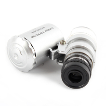 1x Mini Microscope Pocket 60x Magnifier Handheld Jeweler LED Lamp Light Loupe