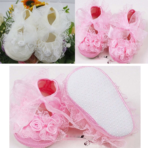 New Cute Non Slip Shoes Baby Toddler Shoes Lace 2Colors First Walkers Princess Girls Dress Shoes