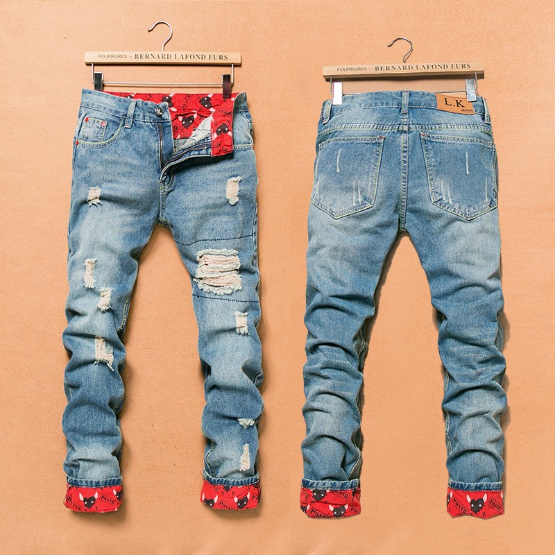 LIYT Mens Fashion Straight Jeans Trousers Denim Casual Pants