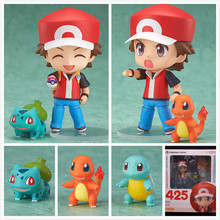 Pokemon PVC Figure Toy Nendoroid Ash Ketchum Zenigame Charmander Bulbasaur Action Figure Pokemon Red Anime Collectible Model Toy