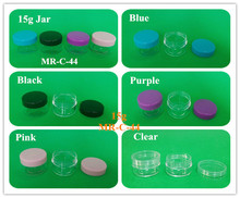 Free Shipping 50+2pcs 15ml 15g Plastic Cosmetic Cream Jars with colored lids, 15g Empty Cosmetic Jars Cosmetics Cream Containers