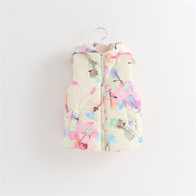 2016 NEW GIRLS CHILDREN’S CLOTHING Rose hooded novelty vest casual girl babies coat thick warmming
