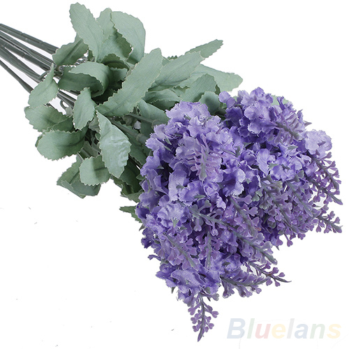 10 Heads Artificial Lavender Silk Flower Bouquet Wedding Home Party Decor for Display 04EE