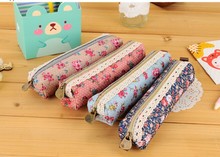 F940 Elegant Canvas Lace Printed pencil case Pencil Bags writing case