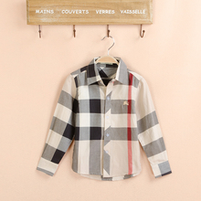 England brand baby boys shirts fashion single breasted design child’s wear popular plaid lapel kids clothes
