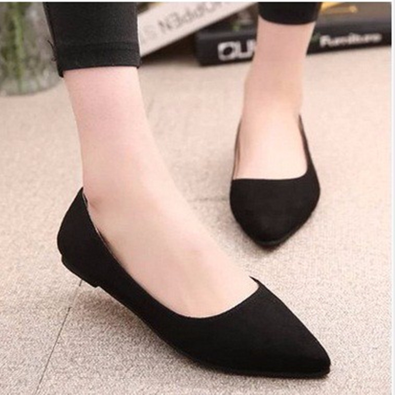 Lady s 4 13 Plain Flock leather pointed closed toe platform single low Cutter women pregnant