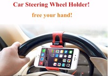 Car Steering Wheel Mount Holder Rubber Stander For iPhone 4 4S 5 5C 5S 6 Plus For Xiaomi Mi4 Mi3 Mi2 Huawei Lenovo Smartphone