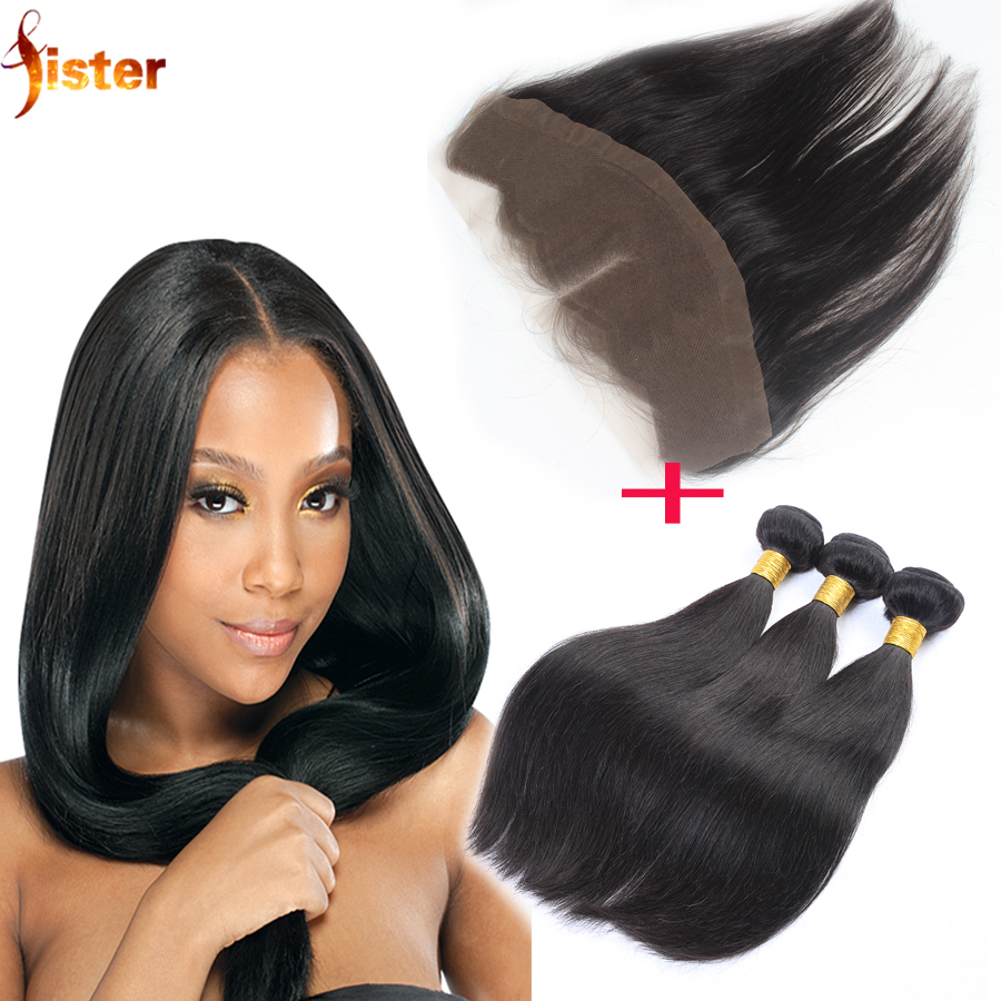 Гаджет  13x4 Lace Frontal Closure With Bundles,Brazilian Straight Lace Frontal And Bundle Hair,7a Virgin Hair With Frontal DHL Freeship None Волосы и аксессуары