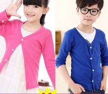 Girl Boy cardigan baby new 2015 spring V neck thin basic dot dog children s clothing