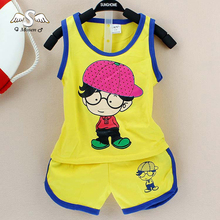 2016 Newborn Baby Clothing Sets Boy/girl Cotton Vest + Shorts 2pcs Kids Clothes Sets Cartoon Suit Summ