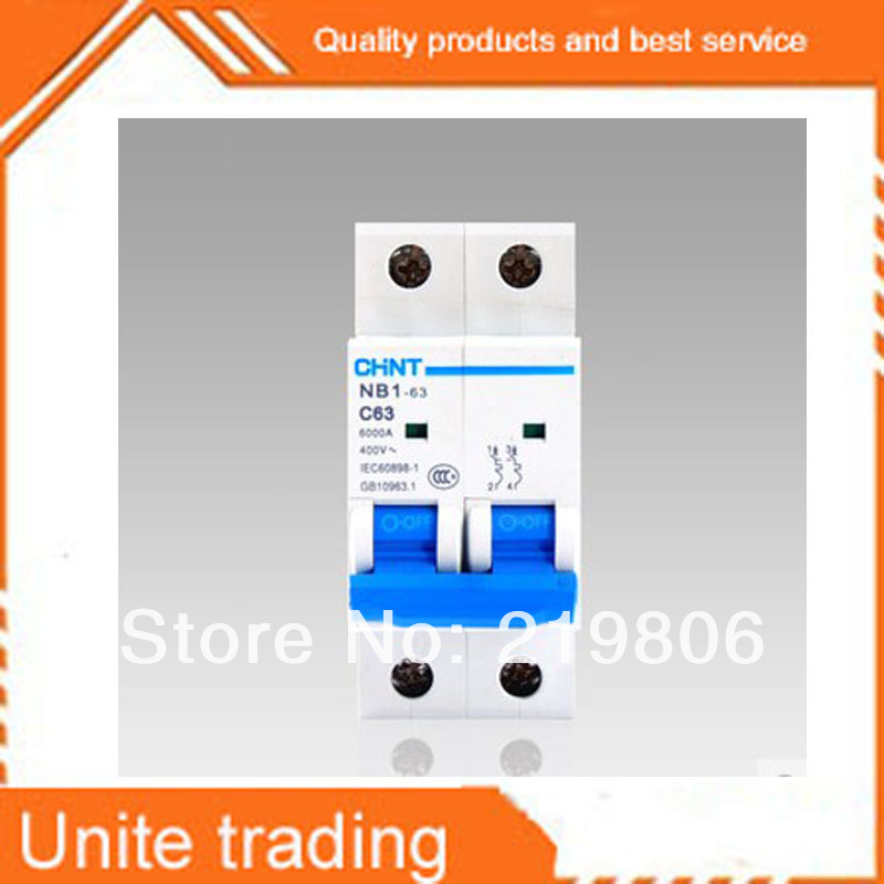 Chinese famous brand CHINT Circuit breakers NB1 63 (C16 ) 2P 220V,63A