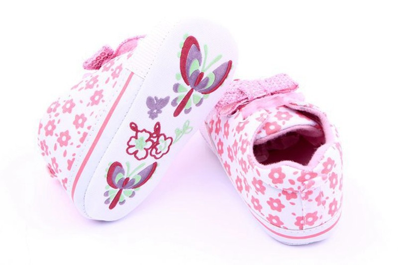 Pink Floral Butterfly-Knot Baby Moccasins Sapatinhos De Bebe Menina Girls Bling Footwear Baby Shoes Girl First Walkers Shoes 