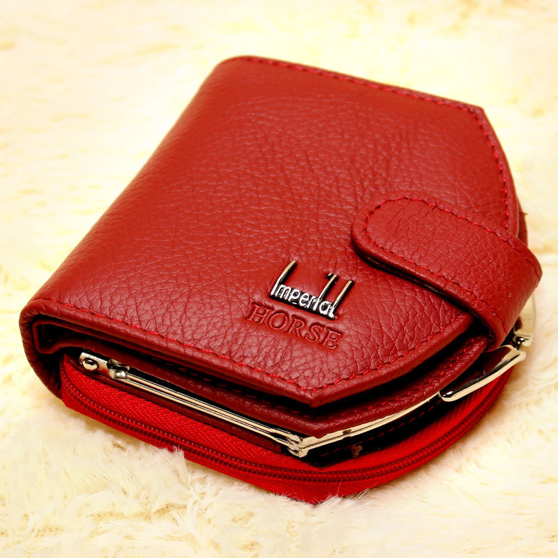 2015 New Arrival Casual Women Short Wallet Solid Color Leather Cute Lady Purse Brand Hasp Womens Wallet Coin Purse