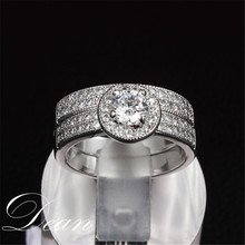 Jewelry Ring sets18K White Gold Filled Women Ring CZ Diamond Jewelry Luxury Wedding Bague ring set