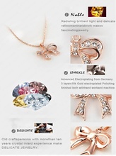 Bow Necklace Genuine SWA Elements Jewelry Real 18K Rose Gold Plated Austrian Crystal Necklaces PendantsNL0288 A