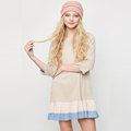 New 7 14 Years Teenages Girls Ruched Dress Solid Spring Summer Fashion Children Clothes Princess Party