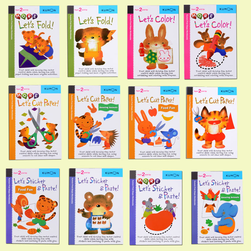 12pcs Kumon Let S Fold Let S Color Let S Cut Paper Sticker Book Children English Children S Picture Book Baby Gift