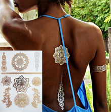 DIY Metal gold tattoo stickers glitter Inspired Gold Silver Shining Metallic Temporary Tattoo Flash Tattoos Jewelry