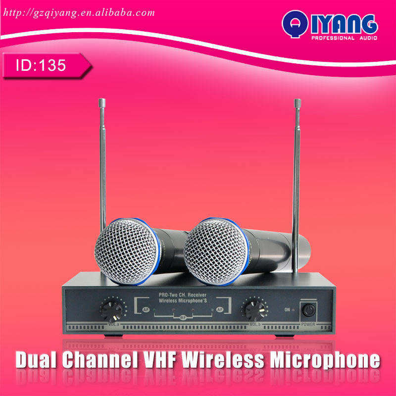 Фотография NEW Dual Channel professional VHF handheld Wireless Microphone For KTV Karaoke Stage  Conference Computer Singing Microphone 135