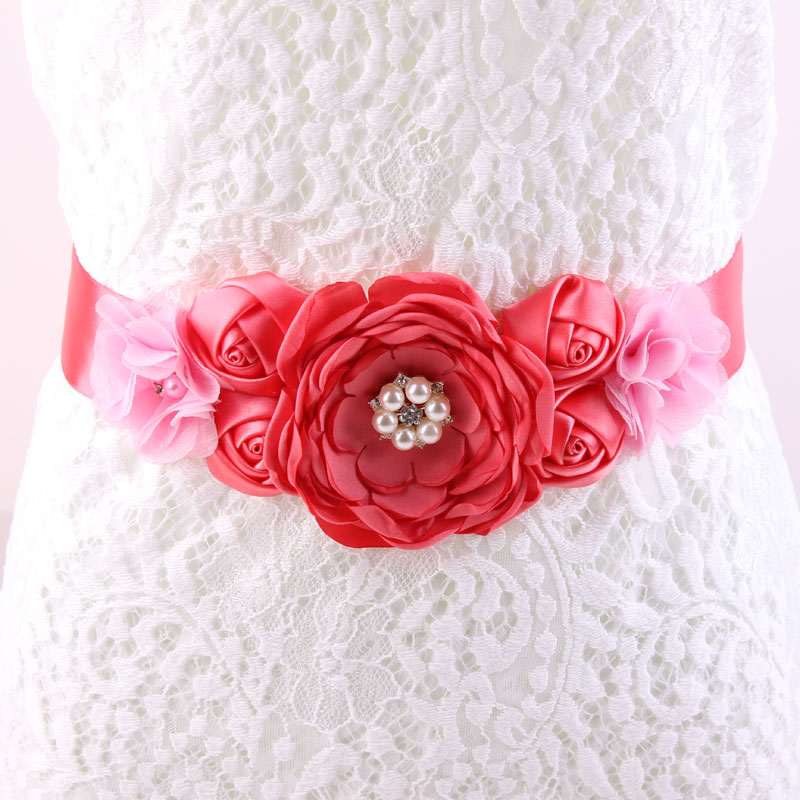 Maternity Sash Flower Sash Belt Bridesmaid Accessory Photo Prop Baby Shower Newborn Flower Belt Bridal Wedding Accessories