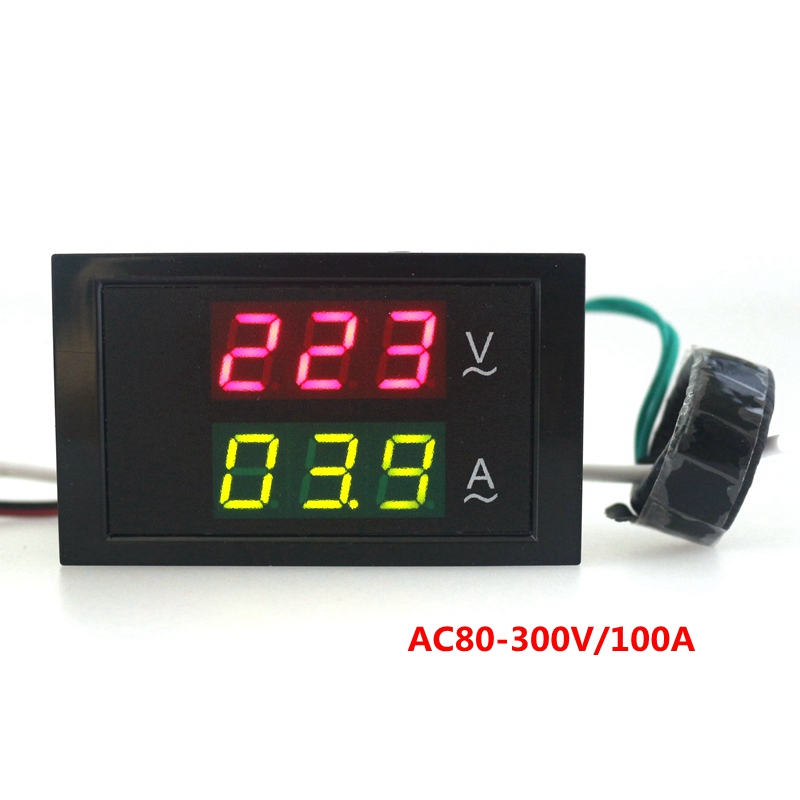 AC100-300V AC 0-100A Led digital AC voltmeter ammeter current meter ampere panel meter volt amp meter Free shipping