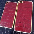 Leather Crocodile Back Cover For iPhone 6s 6s plus 7 7 plus 24K Gold Plated Housing