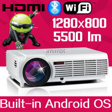 Best 1280×800 Android 4.4 Wifi Home Theater Smart 1080P Video LCD Video LED full HD HDMI Projector For Iphone Android