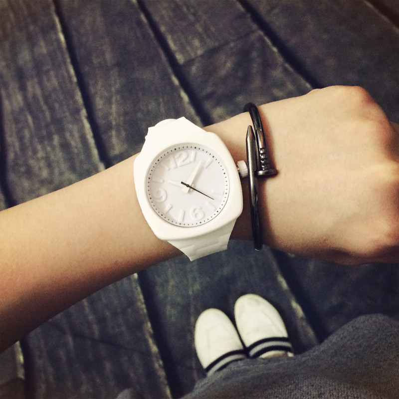 Fashion Trend Sports Square Jelly Candy Korean Silicone Quartz Wrist Watch Gift for Students Lovers Women